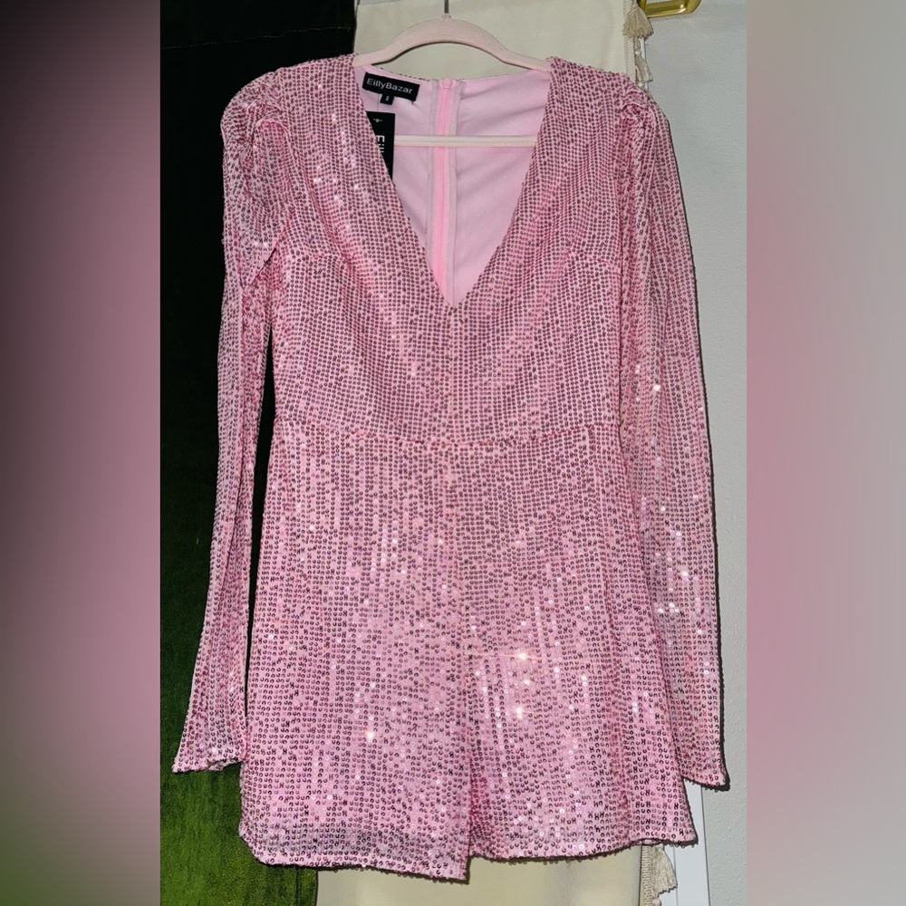 Eilly Bazar pink sequin short romper